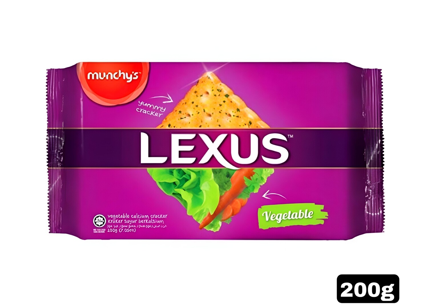 Munchy&#39;s Lexus Sandwich Calcium Crackers Vegetable 200g