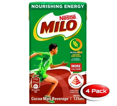 Milo UHT Chocolate Malt 125mL 4 Pack