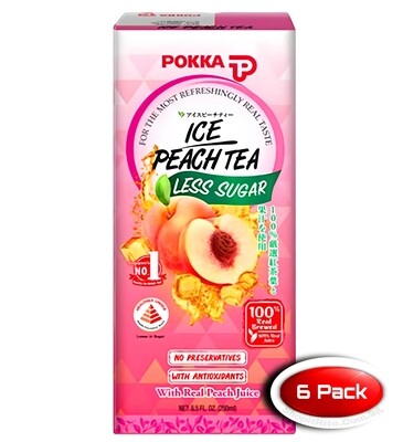 Pokka ice Peach Tea less Sugar 250mL 6 Pack