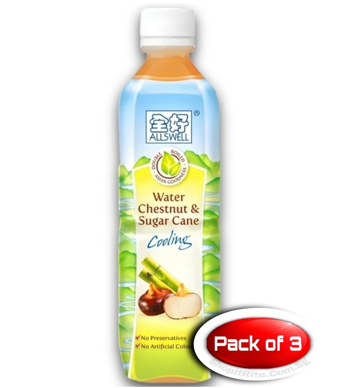 Allswell Water Chestnut &amp; Sugar Cane 500mL 3 Bottles