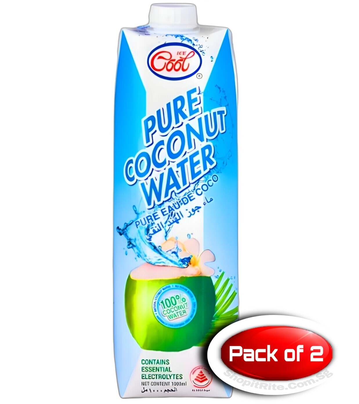 Ice CooL 100% Pure Coconut Water 1L 2 Pack