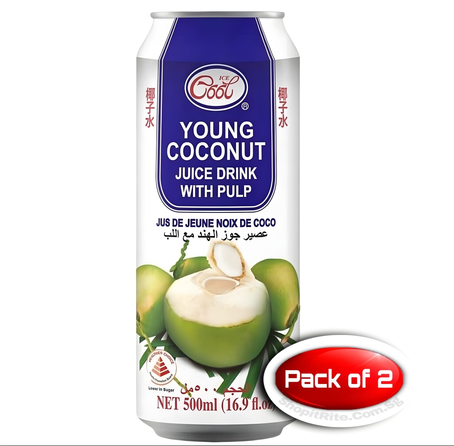Ice Cool Young Coconut Juice 500ml 2 Cans