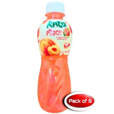 KATO PEACH JUICE WITH NATA DE COCO 320mL 6 Bottles