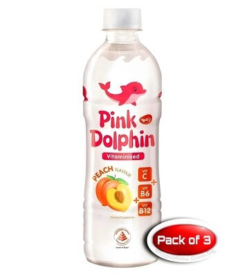 Pink Dolphin Vitaminised Water Peach 500mL 3 Bottles