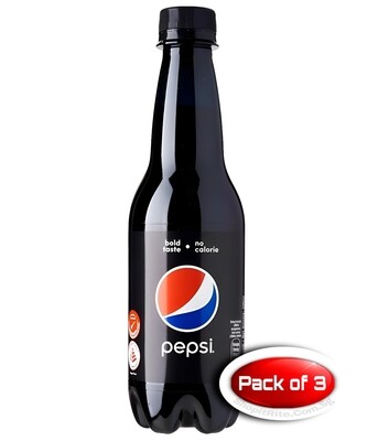 Pepsi Black Zero Sugar Drink 400mL 3 Bottles