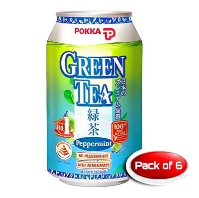 Pokka Green Peppermint Tea 300mL 6 Cans