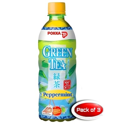 Pokka Green Peppermint Tea 500mL 3 Bottles