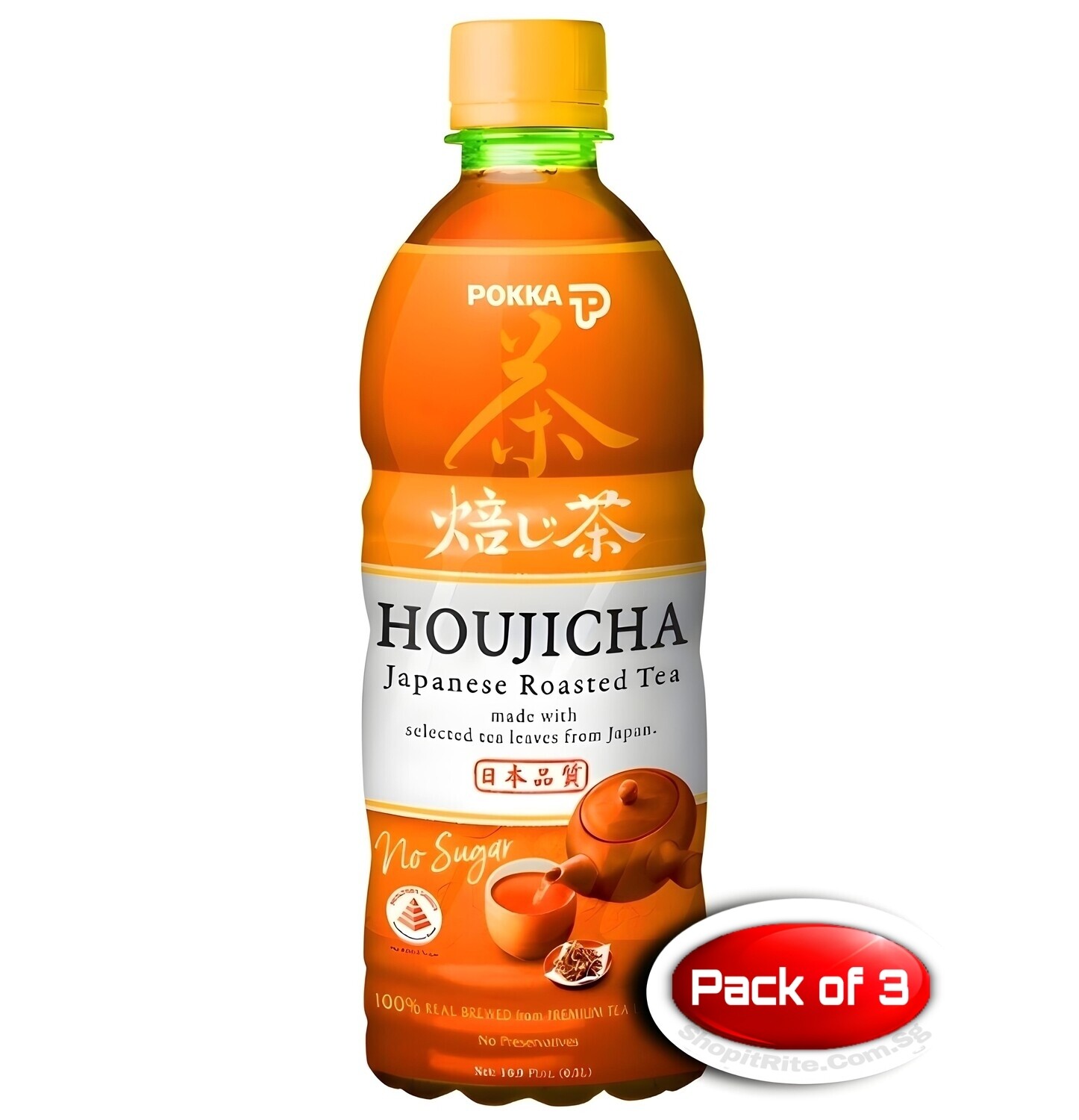 Pokka Houjicha Tea 500ml 3 Bottles