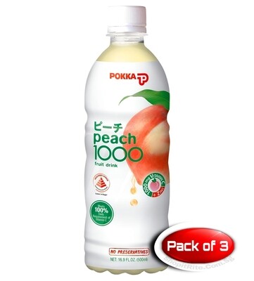 Pokka Peach 1000 Drink 500mL 3 Bottles