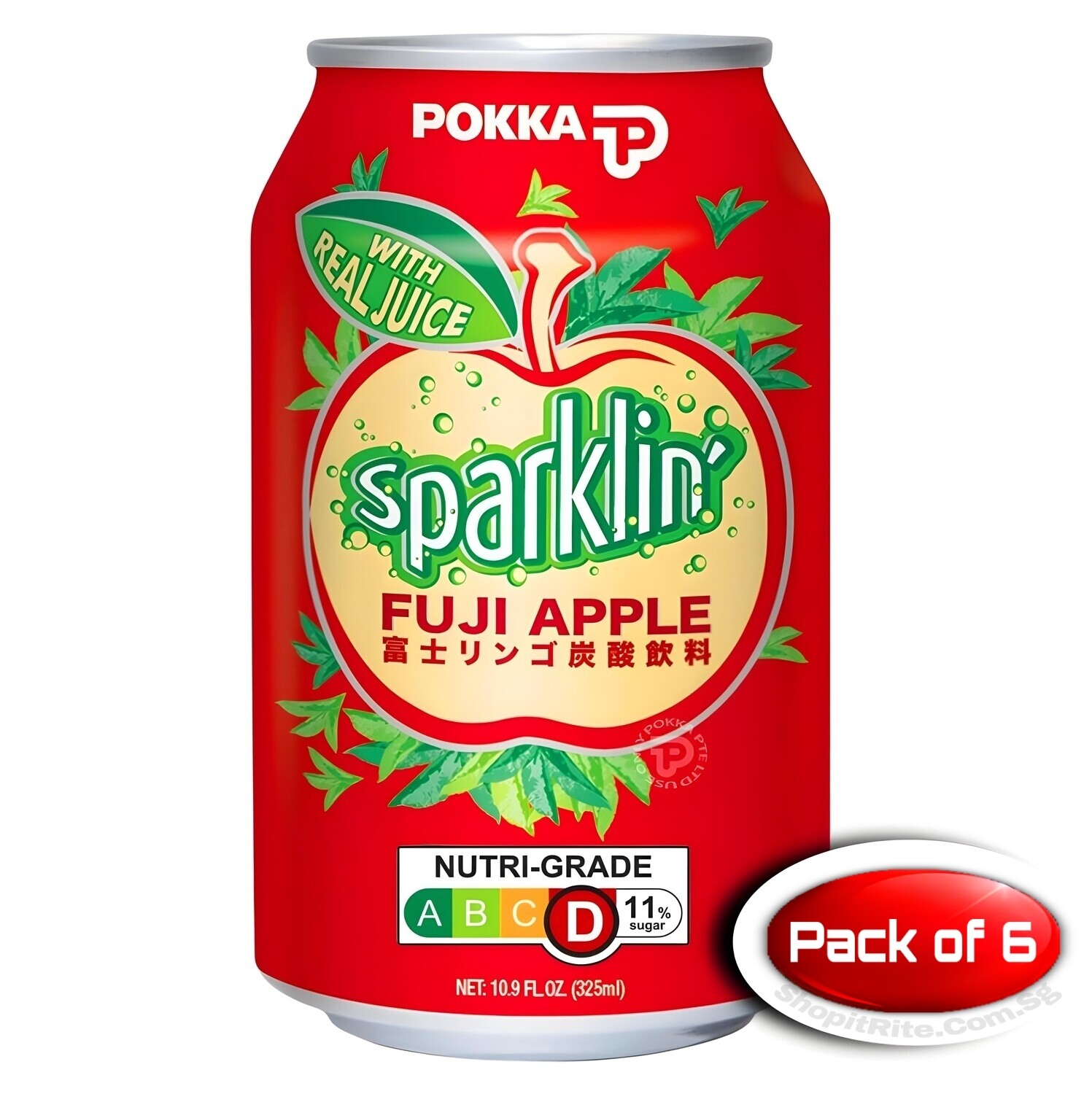 Pokka Sparklin&#39; Fuji Apple 325mL 6 Cans