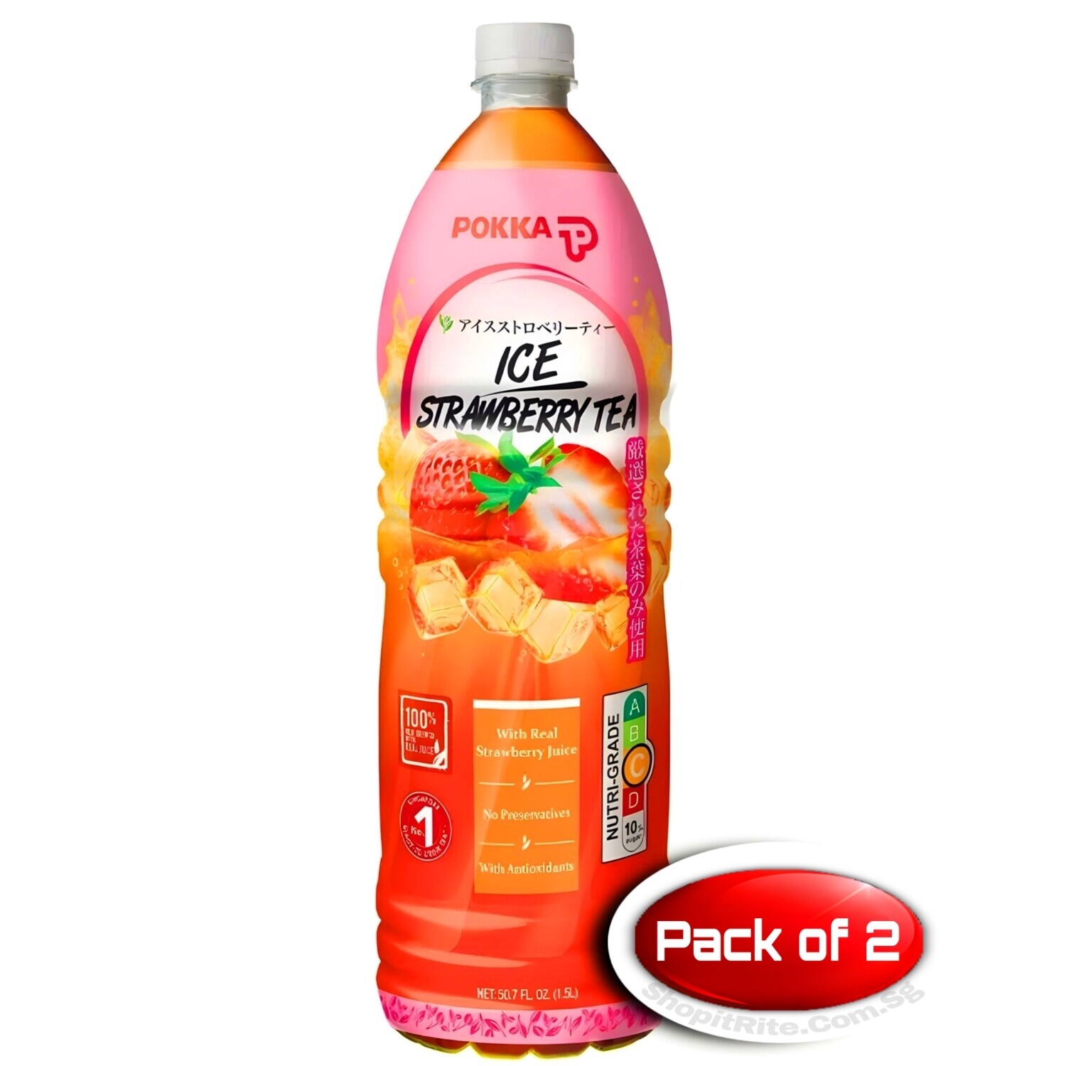 Pokka Strawberry Ice Tea 1.5L 2 Bottles