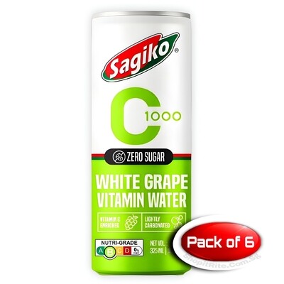 Sagiko White Grape Vitamin Water 325mL 6 Cans