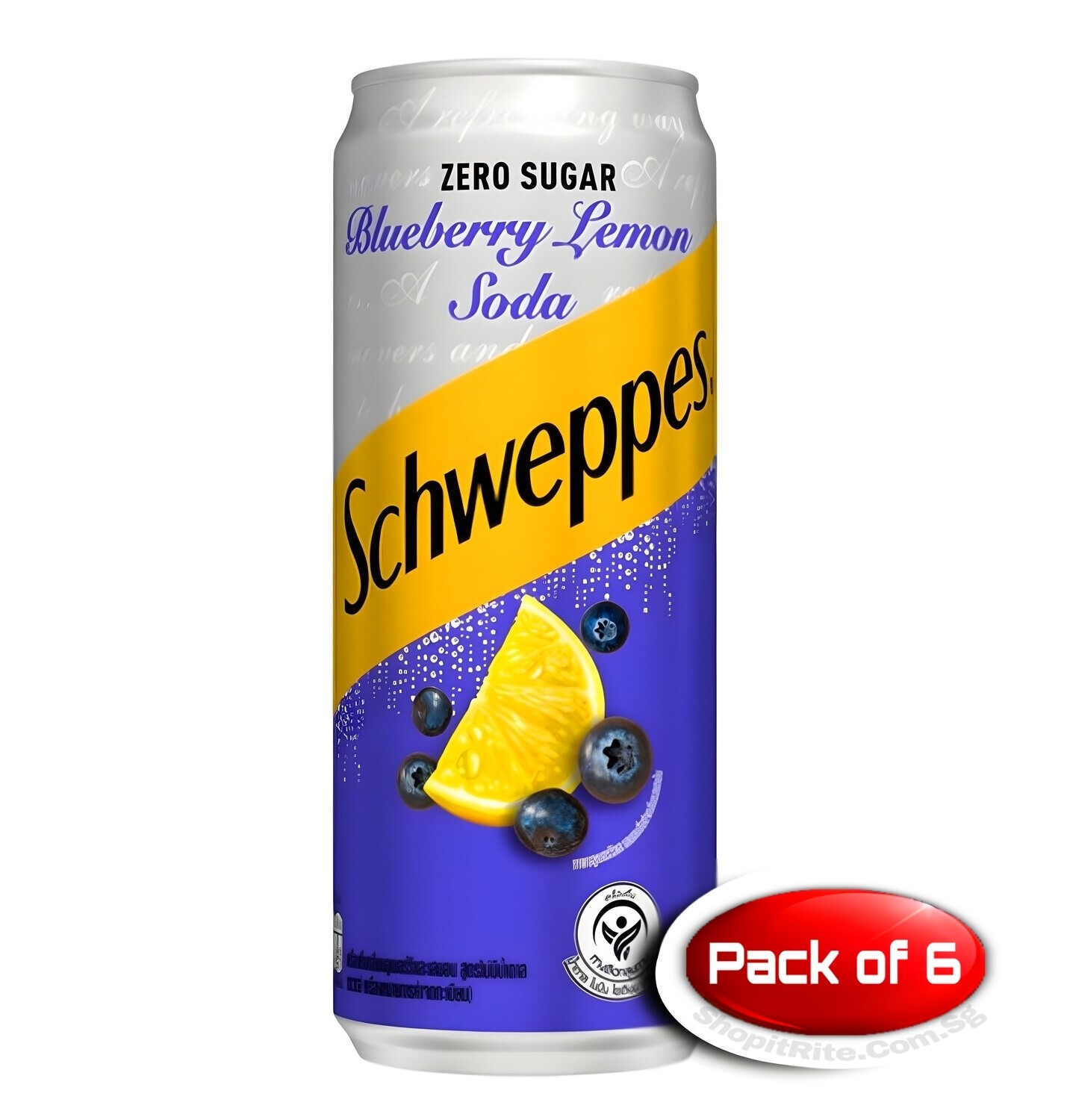 SCHWEPPES BLUEBERRY LEMON SODA 330mL 6 Cans