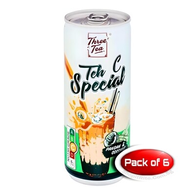 Three Tea Teh C Special Caramel Pandan and Coconut 240mL 6 Cans
