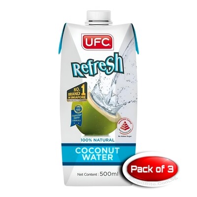 UFC Refresh Coconut Water 500ml 3 Pack