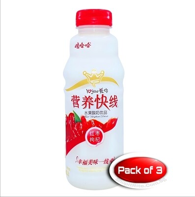 Wahaha Nutrition Express Yogurt Strawberry 500mL 3 Bottles