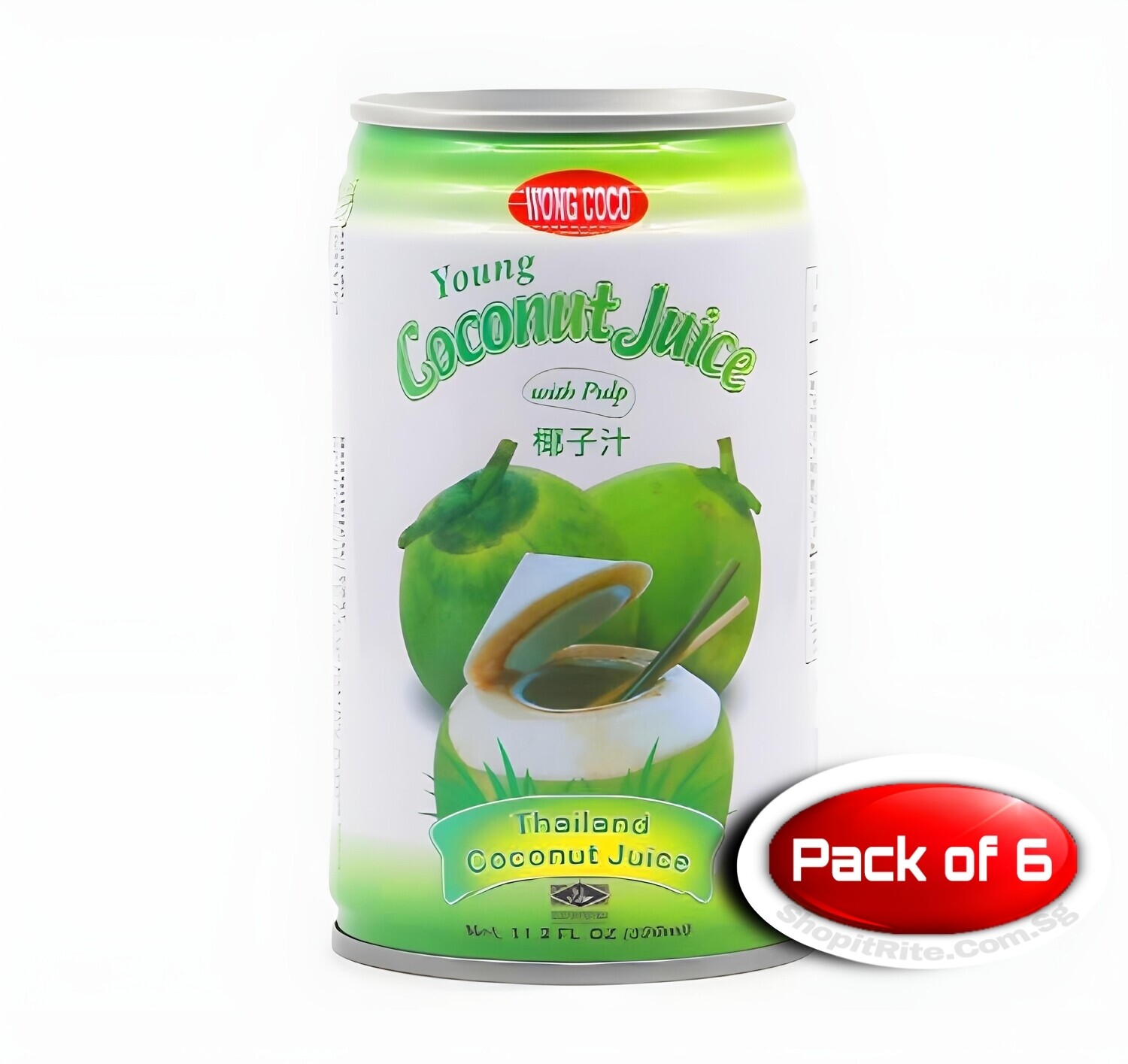 Wong Coco Young Coconut Juice With Pulp 310mL 6 Cans