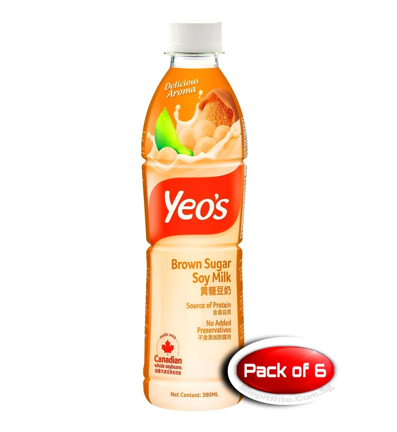 Yeo&#39;s Brown Sugar Soy Milk 380mL 6 Bottles