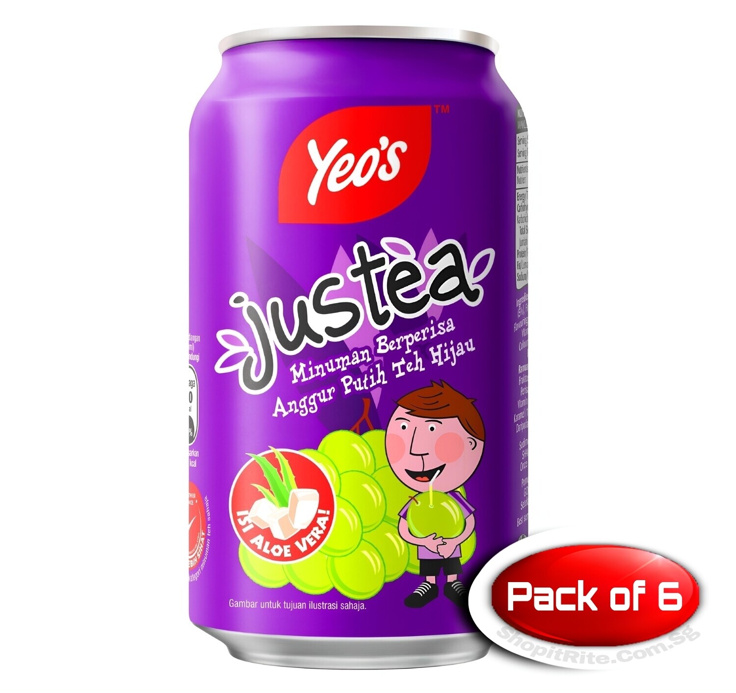 Yeo&#39;s Justea White Grape 300mL 6 Cans