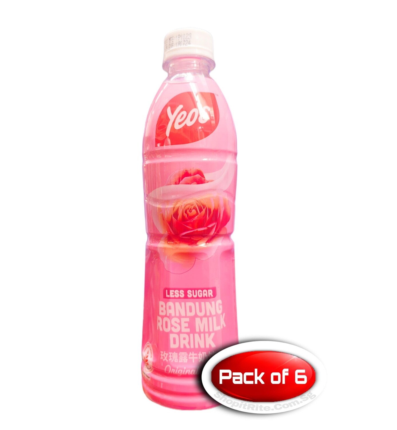 YEO LESS SUGAR BANDUNG ROSE MILK DRINK 380ml 6 Bottles