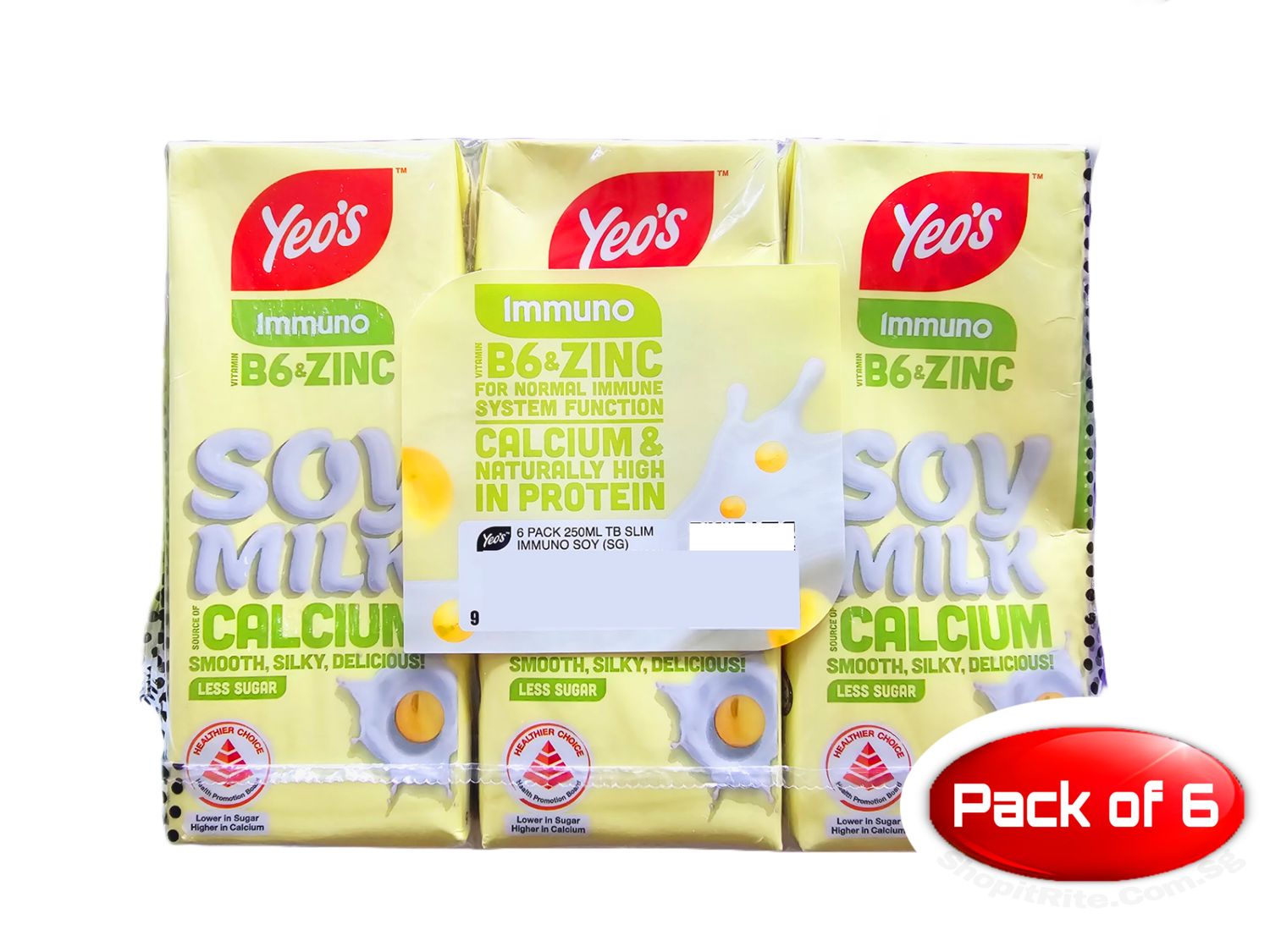 Yeo Soy Milk Packet Drink Less Sugar 250mL 6 Pack