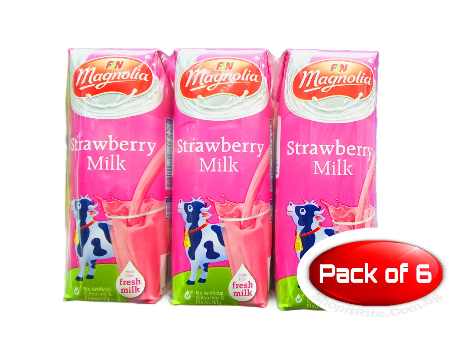 F&amp;N Magnolia Strawberry Milk Drink 250mL 6 Pack