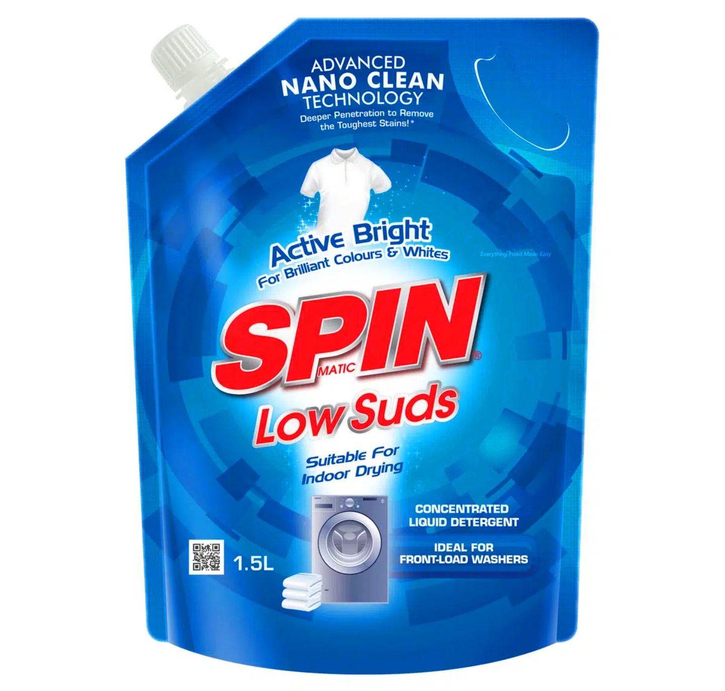 SPINmatic Low Suds Liquid Detergent Refill - Active Bright 1.5L