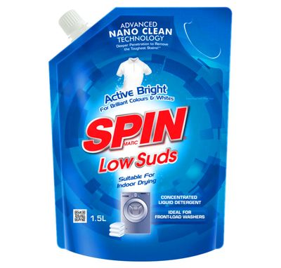 SPINmatic Low Suds Liquid Detergent Refill - Active Bright 1.5L