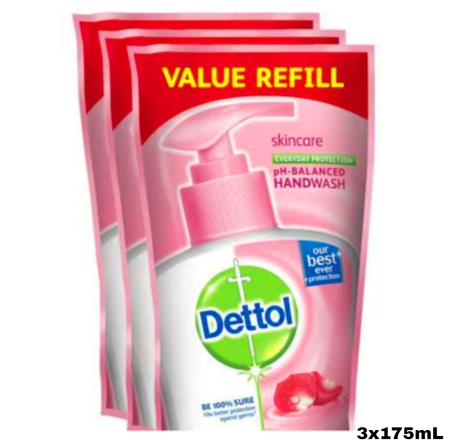 Dettol Handwash Refill Skincare Liquid 3x175mL