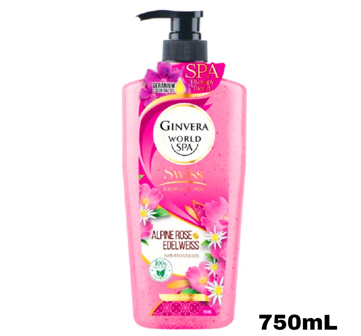 Ginvera Shower Scrub -Alpine Rose Edelweiss 750mL