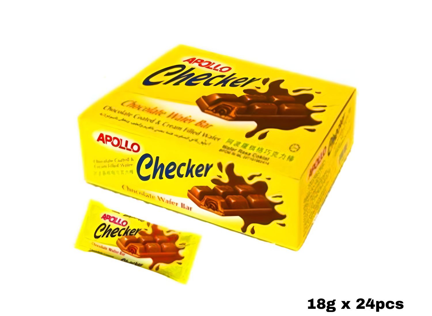Apollo Checker - Chocolate Wafer bar 18gx 24pcs inside