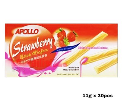 Apollo Strawberry Stick Wafers 11g x 30pcs Inside