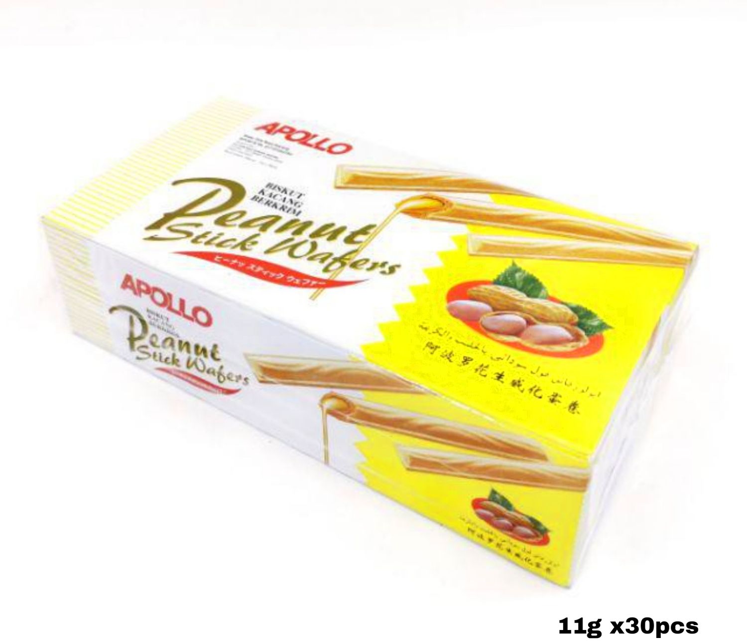 Apollo Peanut Stick Wafer 11g x 30pcs Inside