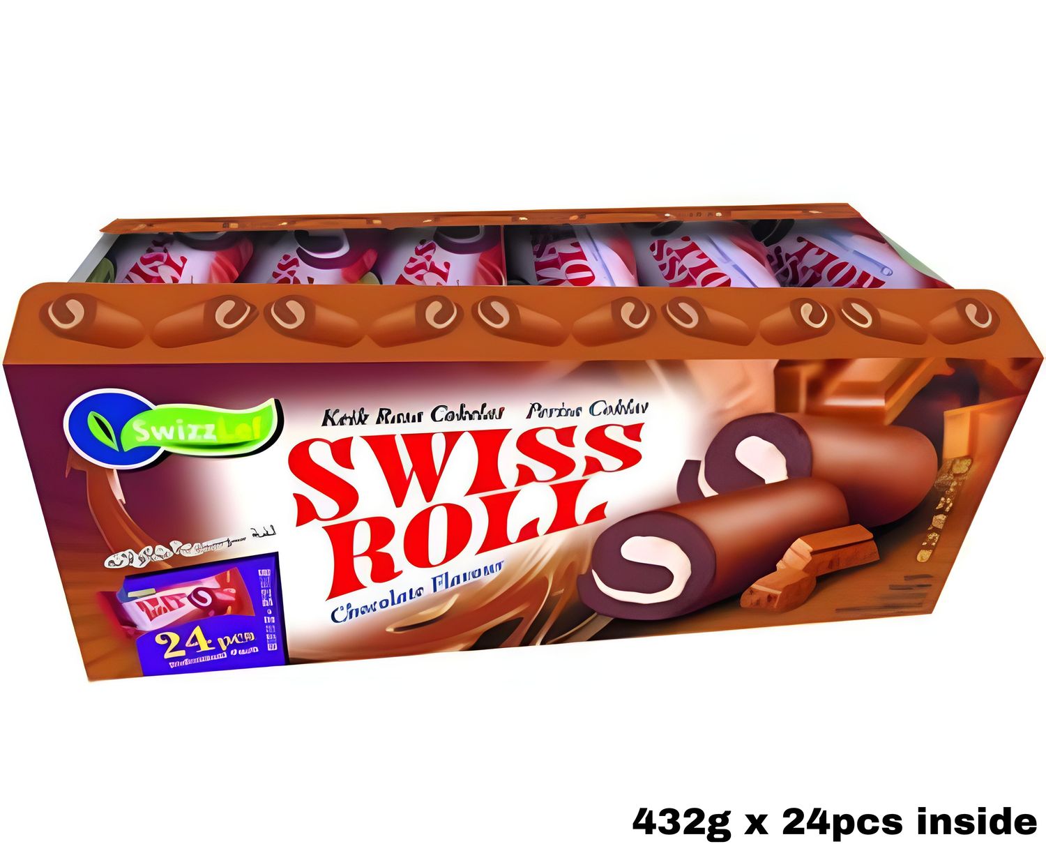 Swiss Roll Chocolate Flavour 432g x 24pcs Inside