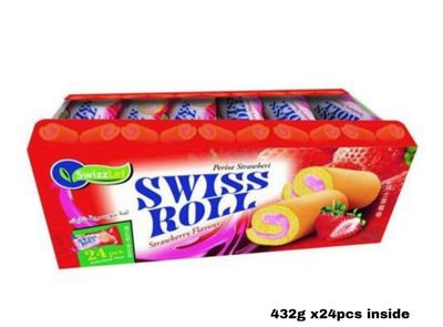 Swiss Roll Strawberry Flavoured 432g x 24pcs Inside