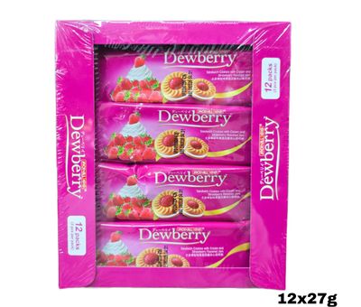 Jack n Jill Dewberry Sandwich Cookies with Cream &amp; Strawberry 27g x 12pcs Inside