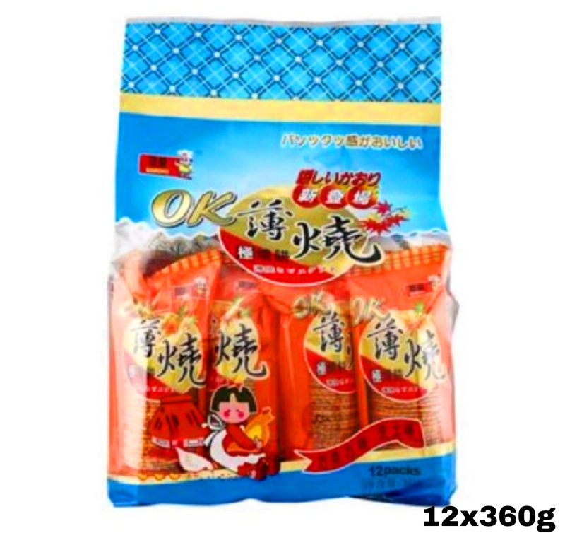 Bairong Chocolate and Cheese Ok Thin Biscuits 360g x 12pcs Inside