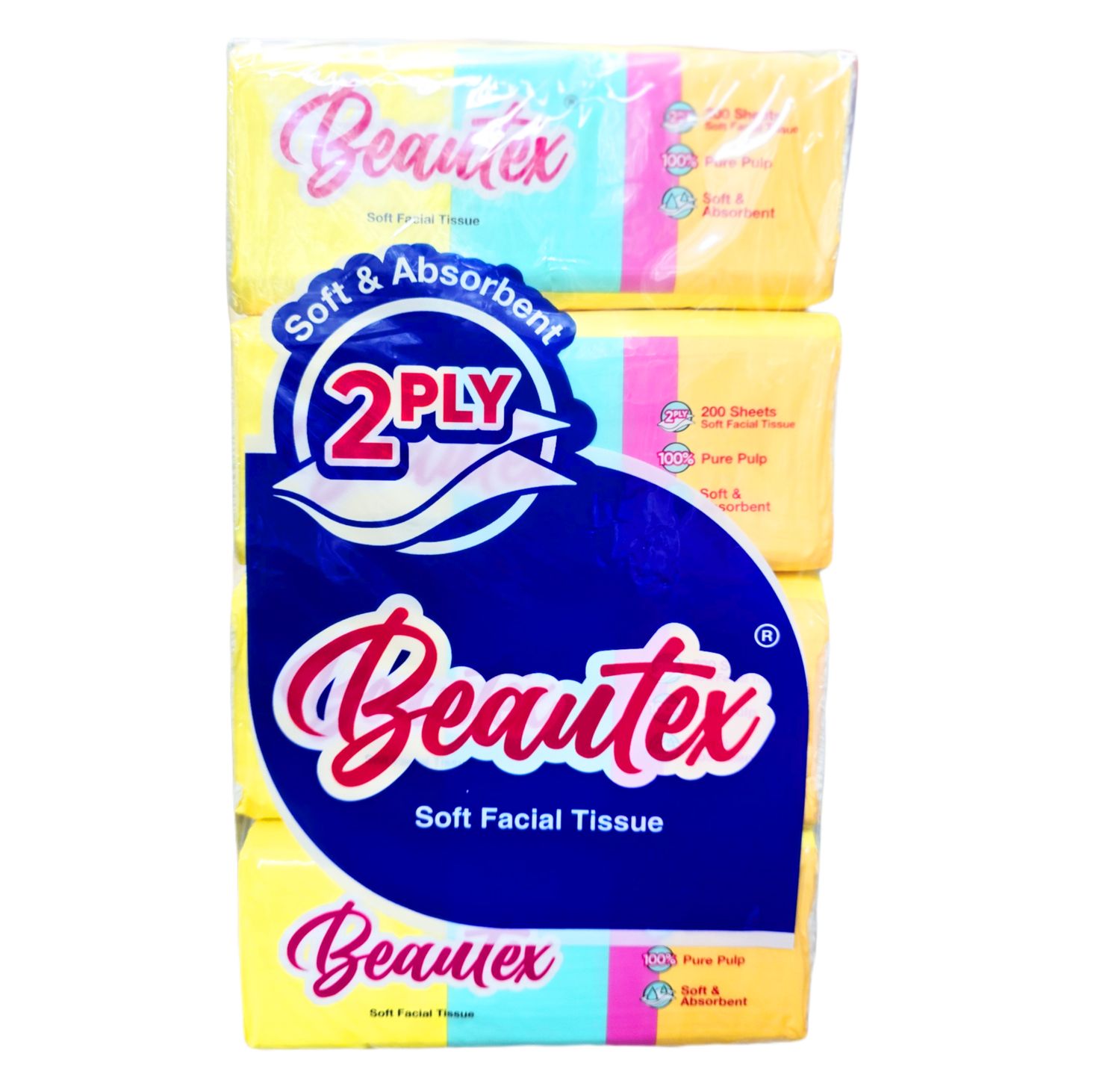Beautex 2 Ply Softpack Facial Tissue 4 x 200 Sheets