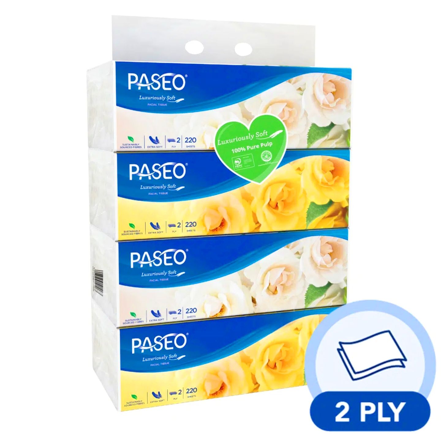 Paseo Elegant Facial Soft Pack Tissue - 2 Ply
4 x 220 Sheets