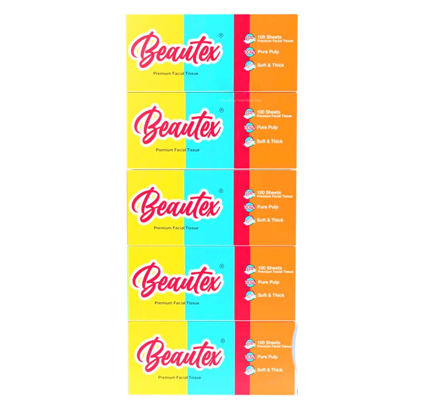 Beautex Facial Tissue Box - Special 3ply 5 x 100 Sheet
