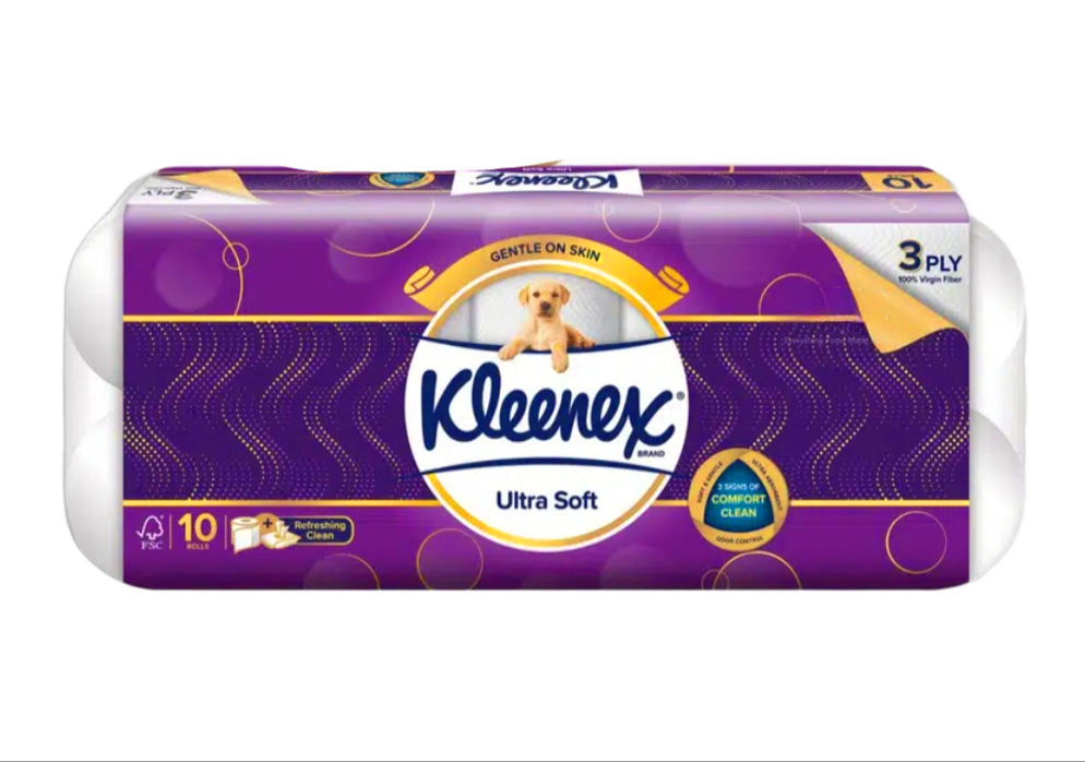 Kleenex Toilet Tissue Rolls - Ultra Soft 3ply 10 x 200 Sheet