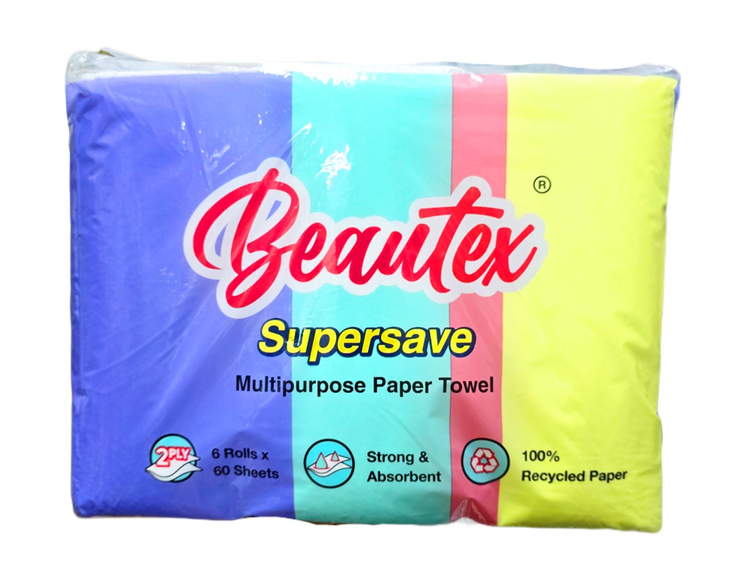 Beautex Supersave Multipurpose Paper Towel 2ply  2 Rolls x 60 Sheet