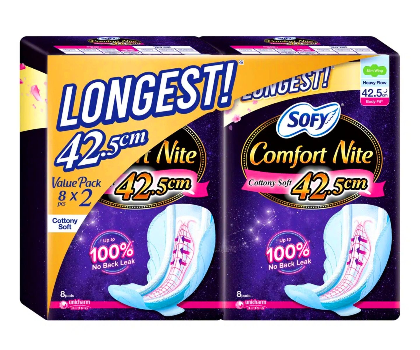 Sofy Body Fit Night Wing Pads - Comfort Nite (42cm) 2 x 8pcs
