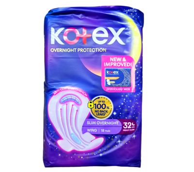 Kotex Slim Overnight Protection Pad 32cm x 18pcs