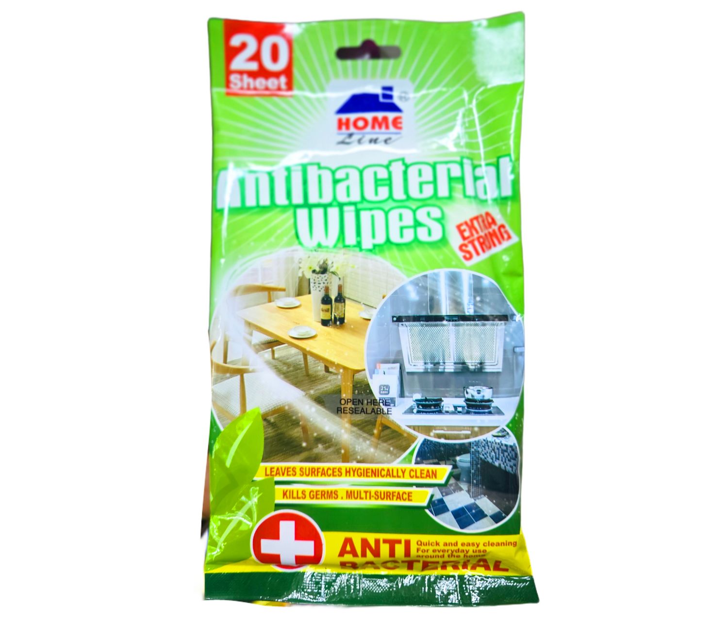 HomeLine Antibacterial Wipes - Extra Strong 20 Sheet