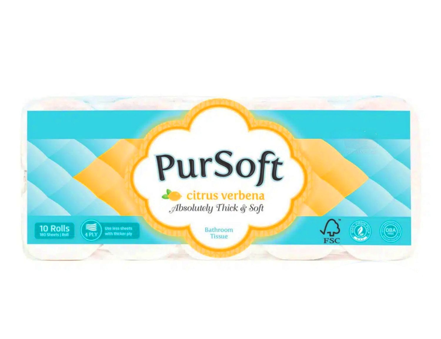 PurSoft Bathroom Tissue - Citrus Verbena 4 ply 10 x 180pcs