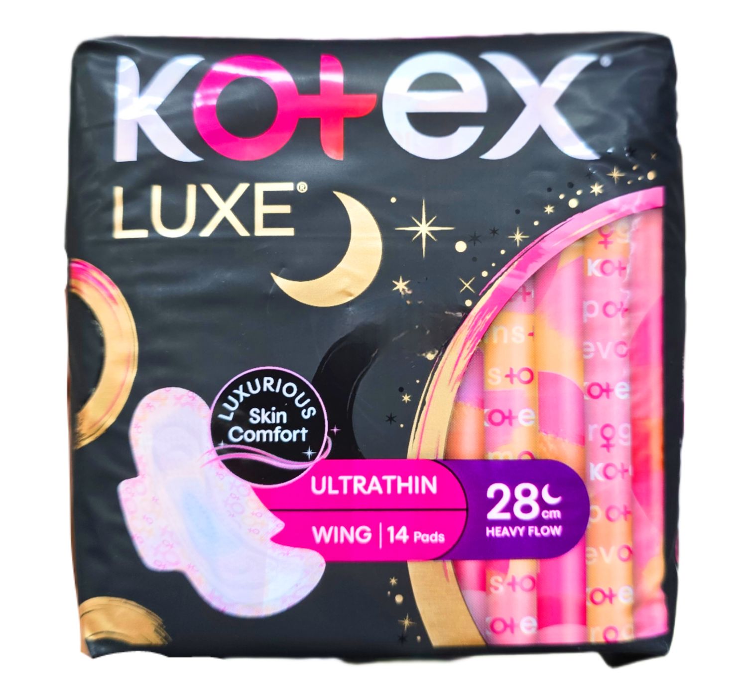 Kotex Luxe Ultrathin Wing Pads - Heavy Flow 28cm x 14s