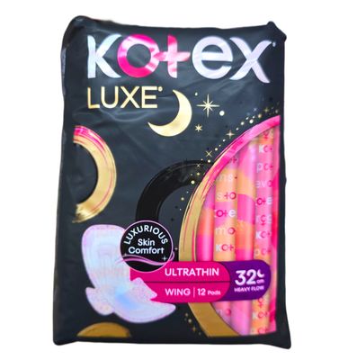 Kotex Luxe Ultrathin Overnight Wing Pads - Heavy 32cm x 12s