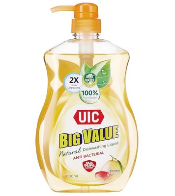 UIC Big Value Dishwashing Liquid Pump, Anti-Bacterial, 1000ml