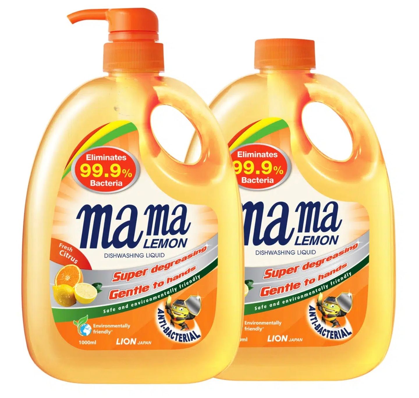 Mama Lemon Dishwashing Liquid &amp; Refill - Fresh Citrus 2 x 1L